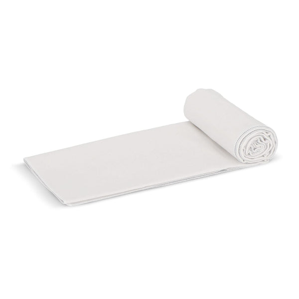Asciugamano ad asciugatura rapida R-PET 100x180cm sublimazione Bianco / grigio - personalizzabile con logo
