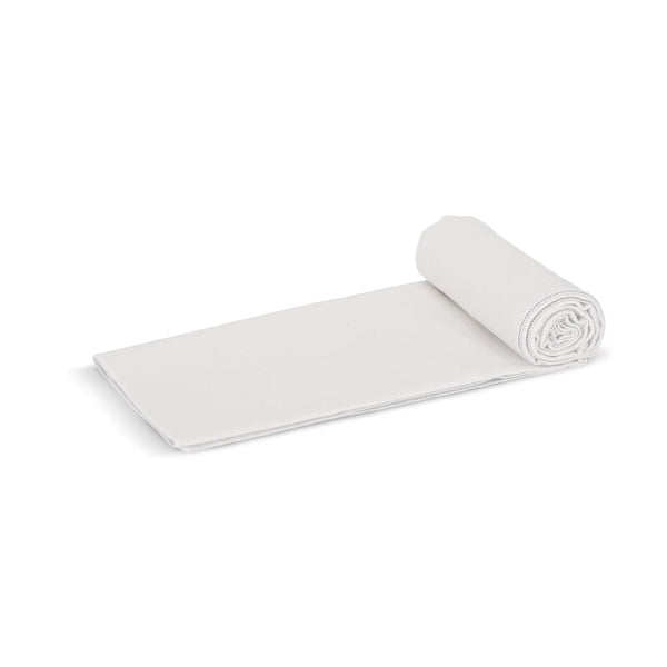 Asciugamano ad asciugatura rapida R-PET 70x140cm Bianco / grigio - personalizzabile con logo