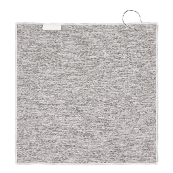 Asciugamano da golf ad asciugatura rapida con gancio R-PET 30x30cm sublimazione Bianco / grigio - personalizzabile con logo