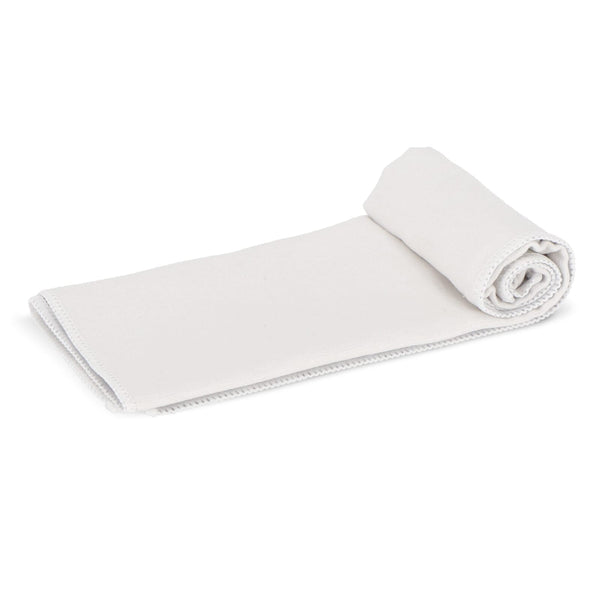 Asciugamano da golf ad asciugatura rapida con gancio R-PET 30x30cm sublimazione Bianco / grigio - personalizzabile con logo