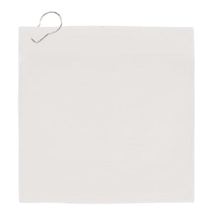 Asciugamano da golf ad asciugatura rapida con gancio R-PET 30x30cm sublimazione Bianco / grigio - personalizzabile con logo