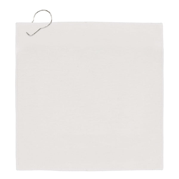 Asciugamano da golf ad asciugatura rapida con gancio R-PET 30x30cm sublimazione Bianco / grigio - personalizzabile con logo
