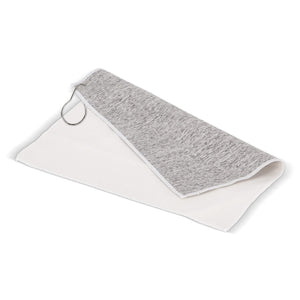 Asciugamano da golf ad asciugatura rapida con gancio R-PET 30x30cm sublimazione Bianco / grigio - personalizzabile con logo