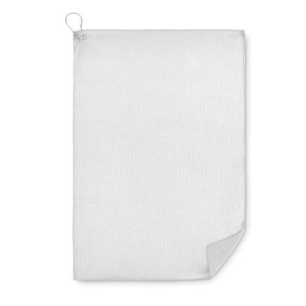 Asciugamano da golf in RPET bianco - personalizzabile con logo