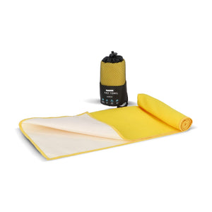Asciugamano R-PET Quick Dry 40×80 cm con custodia, sublimazione. Giallo - personalizzabile con logo