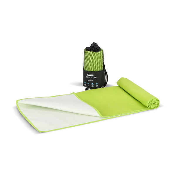 Asciugamano R-PET Quick Dry 40×80 cm con custodia, sublimazione. verde - personalizzabile con logo