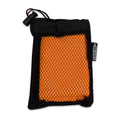 Asciugamano rinfrescante R-PET 30x80cm Nero / arancione - personalizzabile con logo