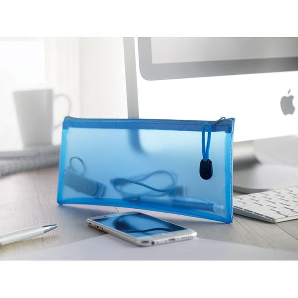 Astuccio in PVC blu - personalizzabile con logo