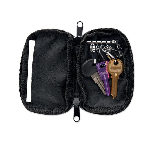 Astuccio Portachiavi in 300D RPET Nero - personalizzabile con logo