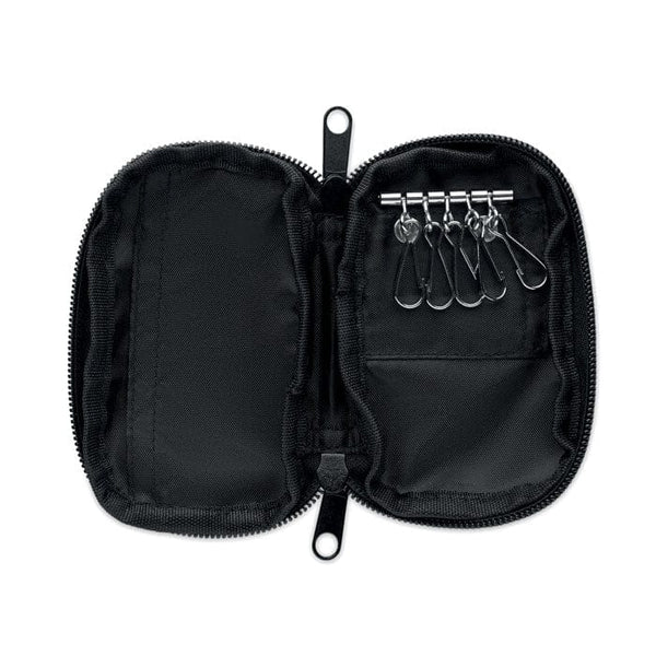 Astuccio Portachiavi in 300D RPET Nero - personalizzabile con logo