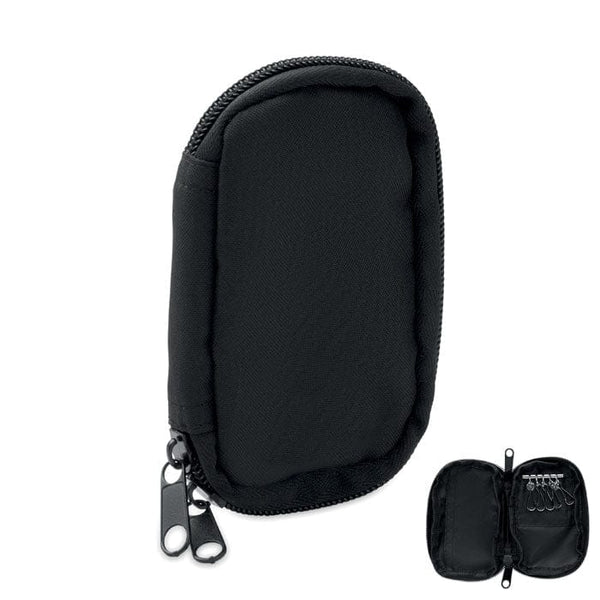 Astuccio Portachiavi in 300D RPET Nero - personalizzabile con logo