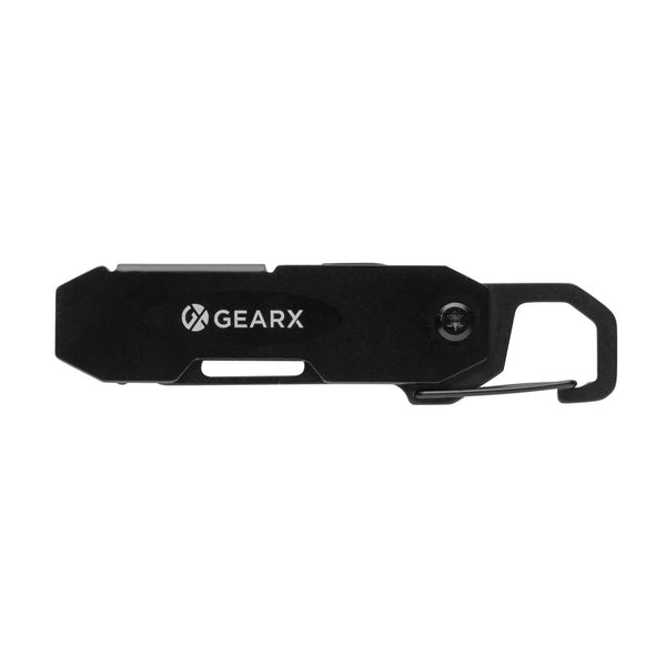 Attrezzo pieghevole EDC Gear X con moschettone nero - personalizzabile con logo