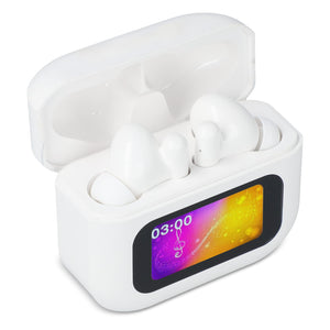 Auricolari ANC wireless con controllo LCD touchscreen Bianco - personalizzabile con logo
