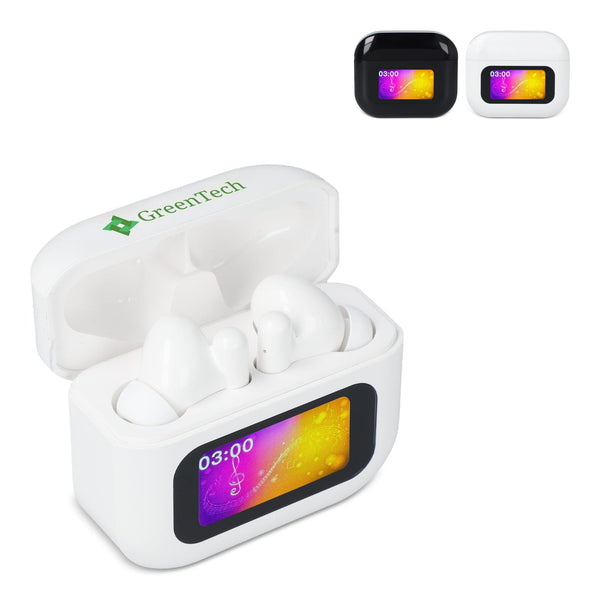 Auricolari ANC wireless con controllo LCD touchscreen - personalizzabile con logo