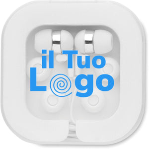 Auricolari con cover in silicone Bianco - personalizzabile con logo