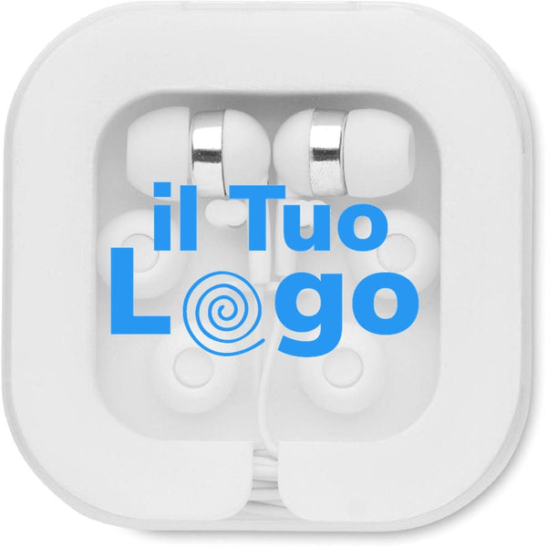 Auricolari con cover in silicone Bianco - personalizzabile con logo