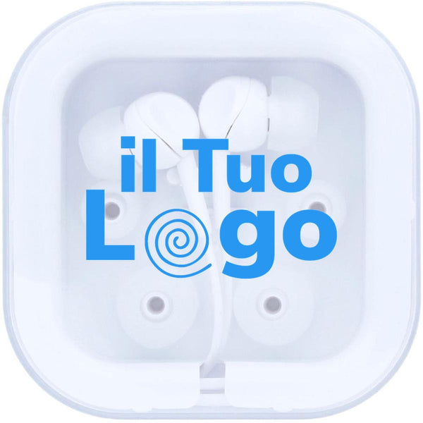 Auricolari in silicone bianco - personalizzabile con logo