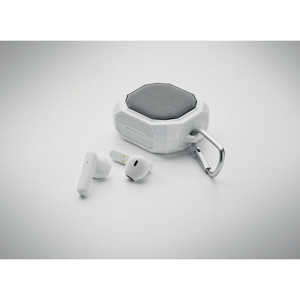 Auricolari TWS con carica solare Bianco - personalizzabile con logo