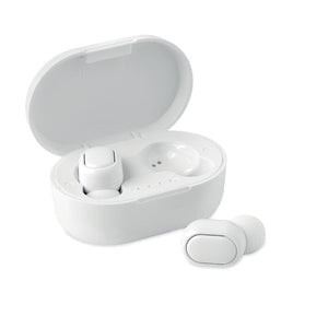 Auricolari TWS in ABS riciclato bianco - personalizzabile con logo