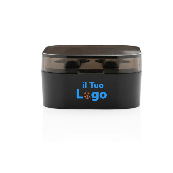 Auricolari TWS in custodia di ricarica nero - personalizzabile con logo
