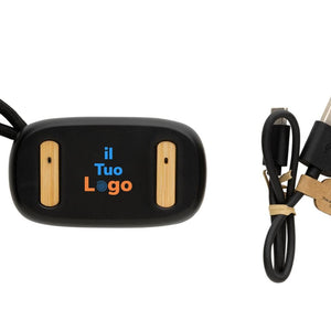Auricolari TWS in plastica RCS e bambù - personalizzabile con logo