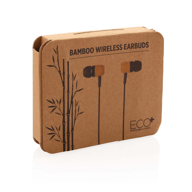 Auricolari wireless in bambù marrone - personalizzabile con logo