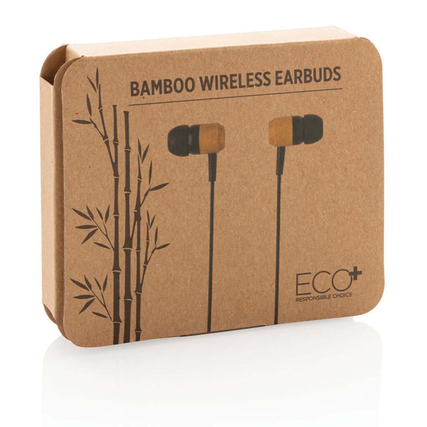 Auricolari wireless in bambù marrone - personalizzabile con logo