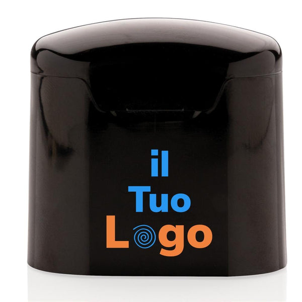 Auricolari wireless in custodia di ricarica Liberty nero - personalizzabile con logo