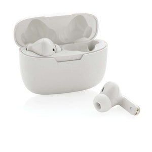 Auricolari wireless Liberty Pro in plastica riciclata RCS bianco - personalizzabile con logo