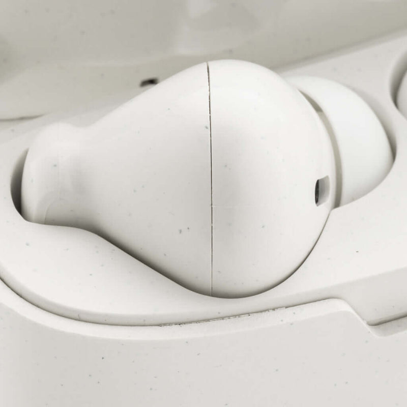Auricolari wireless Liberty Pro in plastica riciclata RCS bianco - personalizzabile con logo