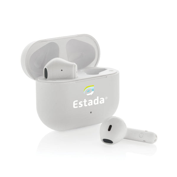 Auricolari wireless Tunevo in plastica riciclata RCS bianco - personalizzabile con logo