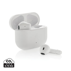 Auricolari wireless Tunevo in plastica riciclata RCS bianco - personalizzabile con logo