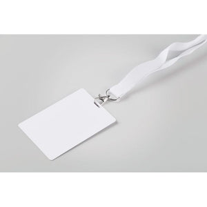 Badge con cordino 120x80 mm Bianco - personalizzabile con logo