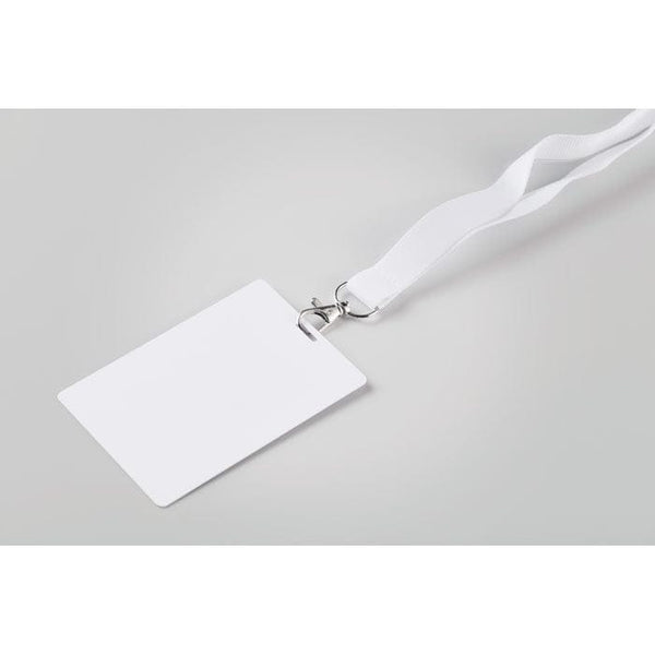 Badge con cordino 120x80 mm Bianco - personalizzabile con logo