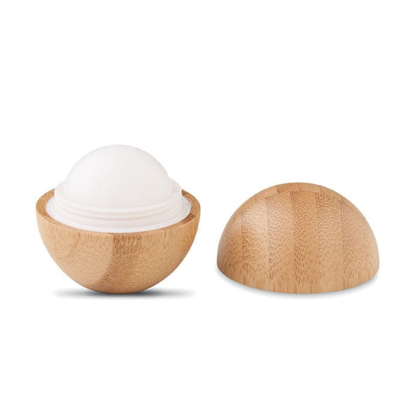 Balsamo labbra in bamboo sfera beige - personalizzabile con logo