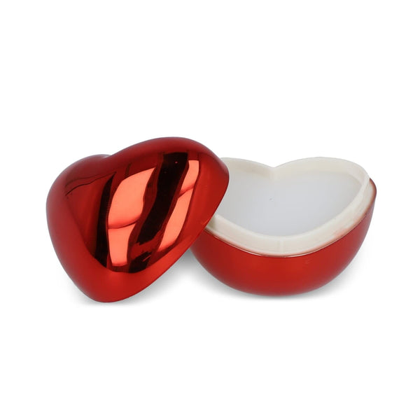 Balsamo per labbra in barattolo metallizzato a forma di cuore Rosso - personalizzabile con logo
