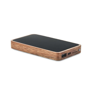 Powerbank wireless in legno Nero - personalizzabile con logo