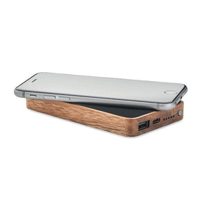 Powerbank wireless in legno Nero - personalizzabile con logo