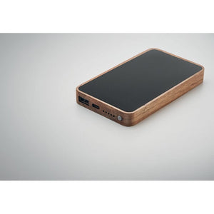 Powerbank wireless in legno Nero - personalizzabile con logo