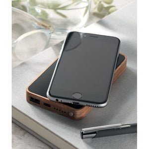 Powerbank wireless in legno Nero - personalizzabile con logo