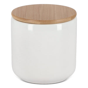 Barattolo in ceramica e bambù 550 ml Bianco - personalizzabile con logo