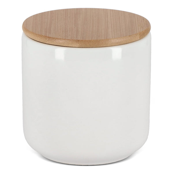 Barattolo in ceramica e bambù 550 ml Bianco - personalizzabile con logo