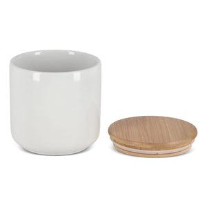 Barattolo in ceramica e bambù 550 ml Bianco - personalizzabile con logo