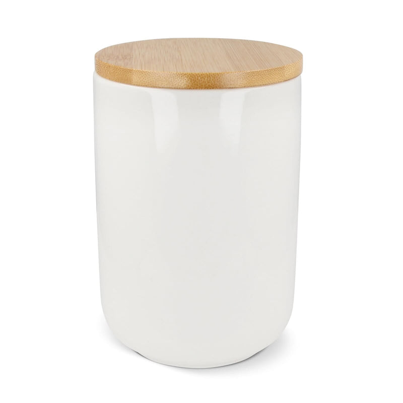 Barattolo in ceramica e bambù 900 ml Bianco - personalizzabile con logo