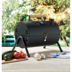 Barbecue portatile con camino Nero - personalizzabile con logo