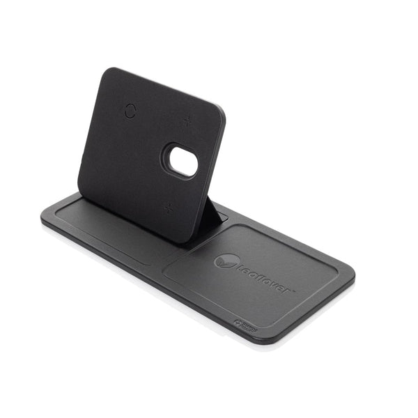 Base di ricarica wireless 3 in 1 Swiss Peak in rPU RCS nero - personalizzabile con logo