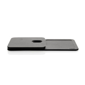 Base di ricarica wireless 3 in 1 Swiss Peak in rPU RCS nero - personalizzabile con logo