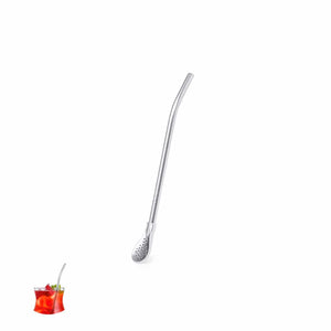 Bastoncino da Cocktail Cannuccia Evin color argento - personalizzabile con logo