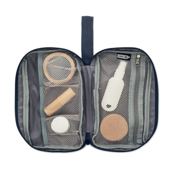 Beauty case 600D RPET blu navy - personalizzabile con logo