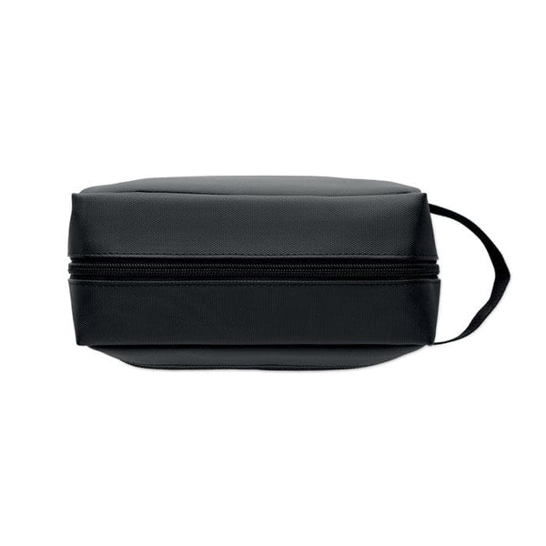 Beauty case in 600D RPET con rivestimento in PU Nero - personalizzabile con logo